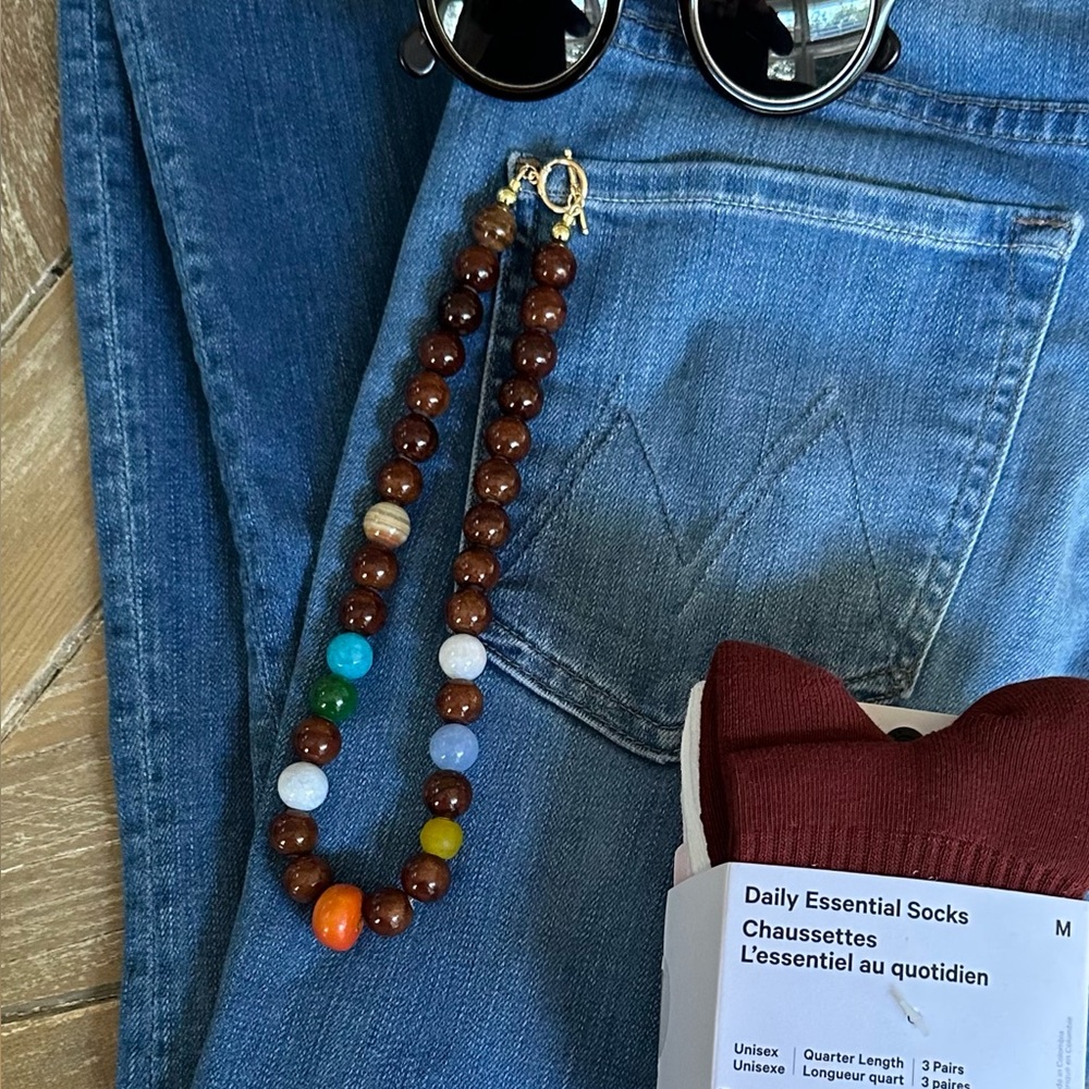 Brownstone Strand gumball gemstone necklace- handmade in Charleston, SC - Picture 3 of 3